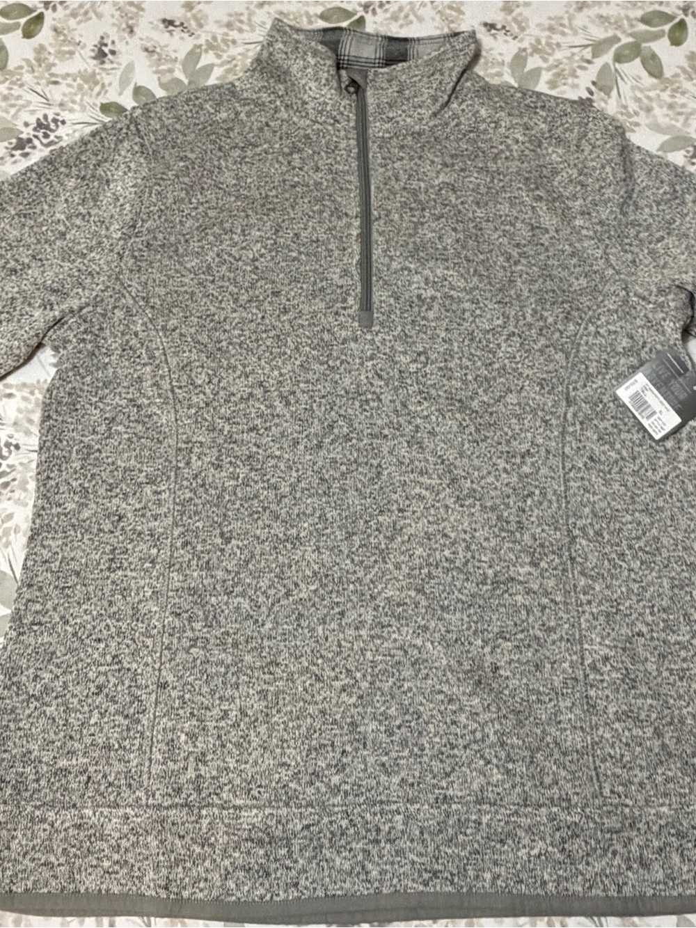 Eddie Bauer Men’s Gray Heather Quarter-Zip Dress Sweater